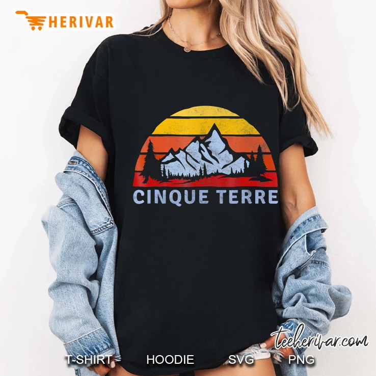 Cinque Terre Retro Mountain Sunset Hoodie