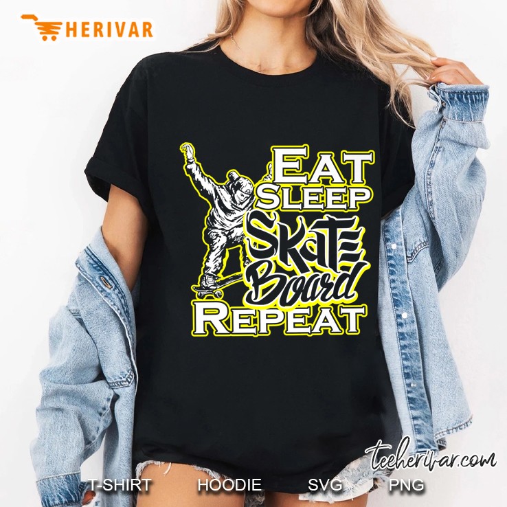 Eat Sleep Skateboard Repeat Premium Ladies Tee