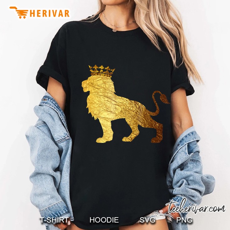 Gold Crown King Lion For Men-Cool Boys Lion Shirts Ladies Tee