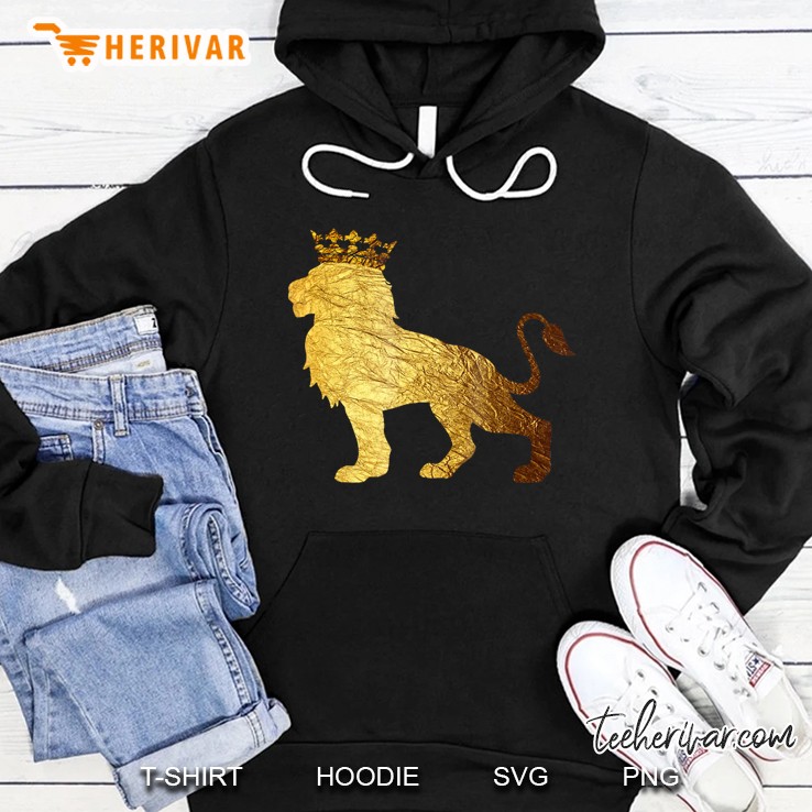 Gold Crown King Lion For Men-Cool Boys Lion Shirts Hoodie