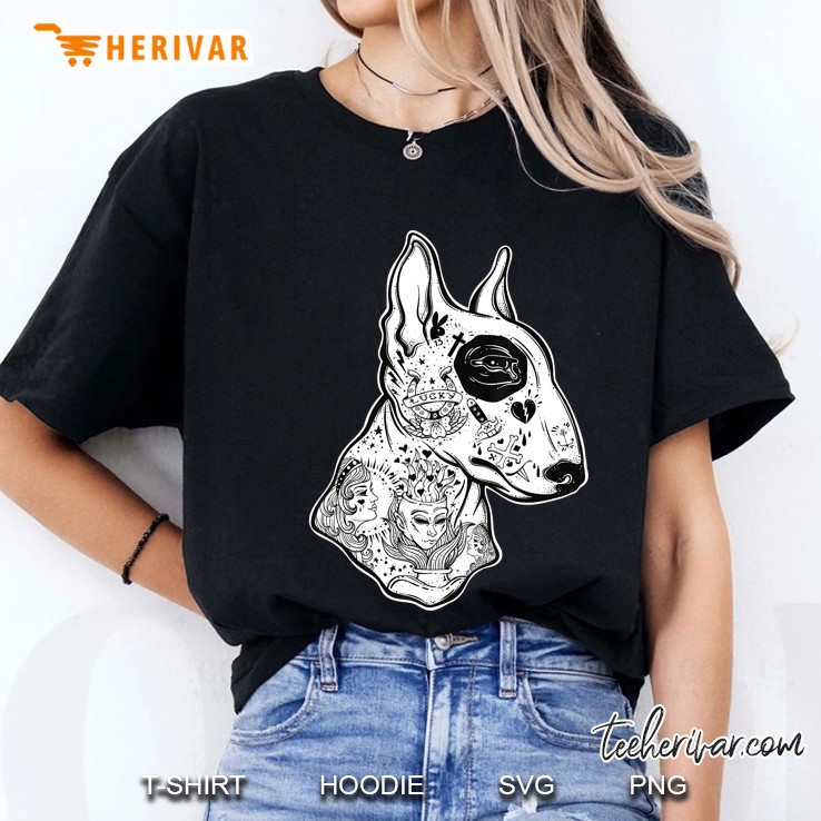 Inked Bull Terrier Tshirt - Old School Tattoo Funny Dog Tee Ladies Tee