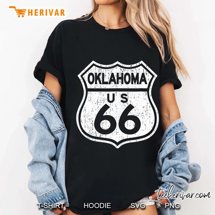 Oklahoma Historic Route 66 Retro Distressed Graphic Ladies Tee