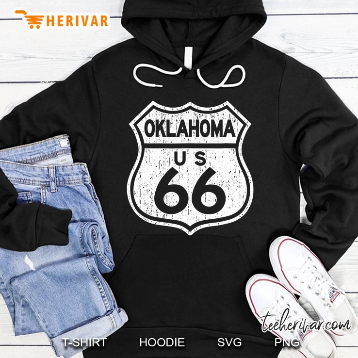 Oklahoma Historic Route 66 Retro Distressed Graphic Hoodie