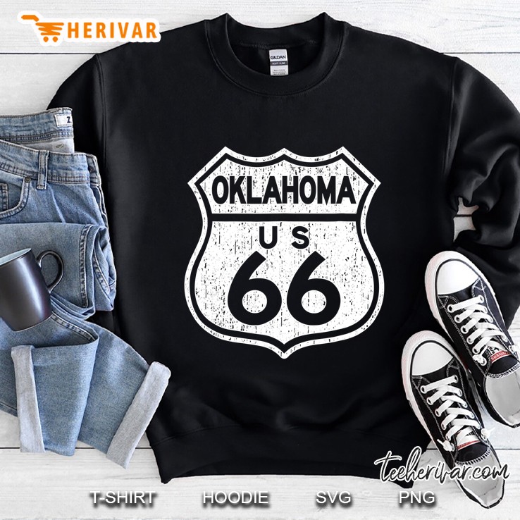 Oklahoma Historic Route 66 Retro Distressed Graphic Sweatshirt