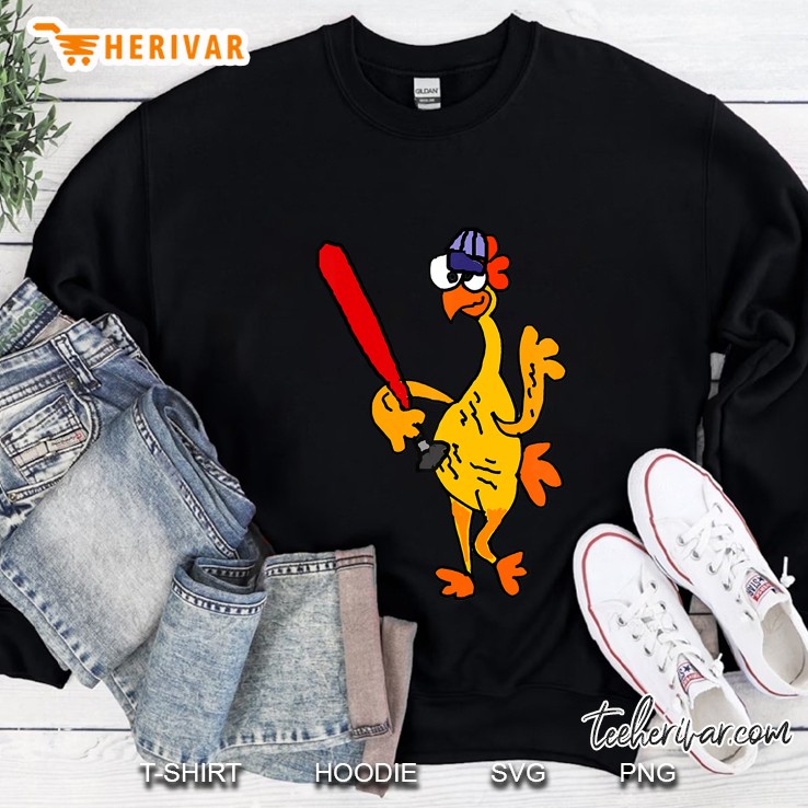 Smiletodaytees Cute Rubber Chicken Playing Baseball Sweatshirt