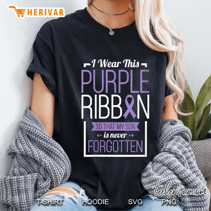 Womens I Wear This Purple Ribbon Overdose Awareness Day Ladies Tee