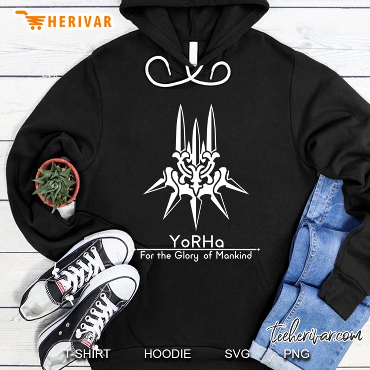 Yorha + Motto Black Background Hoodie