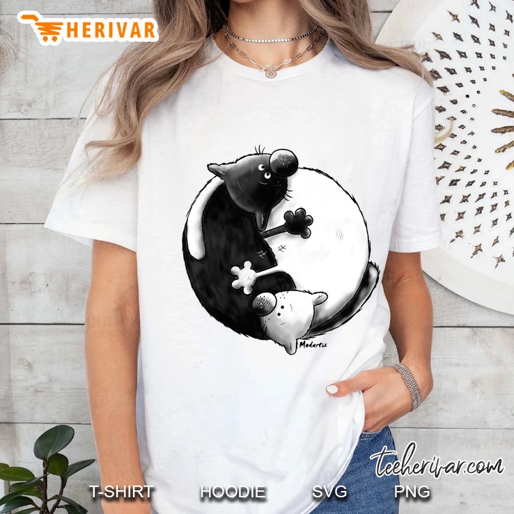 Yin And Yang Cats Ladies Tee