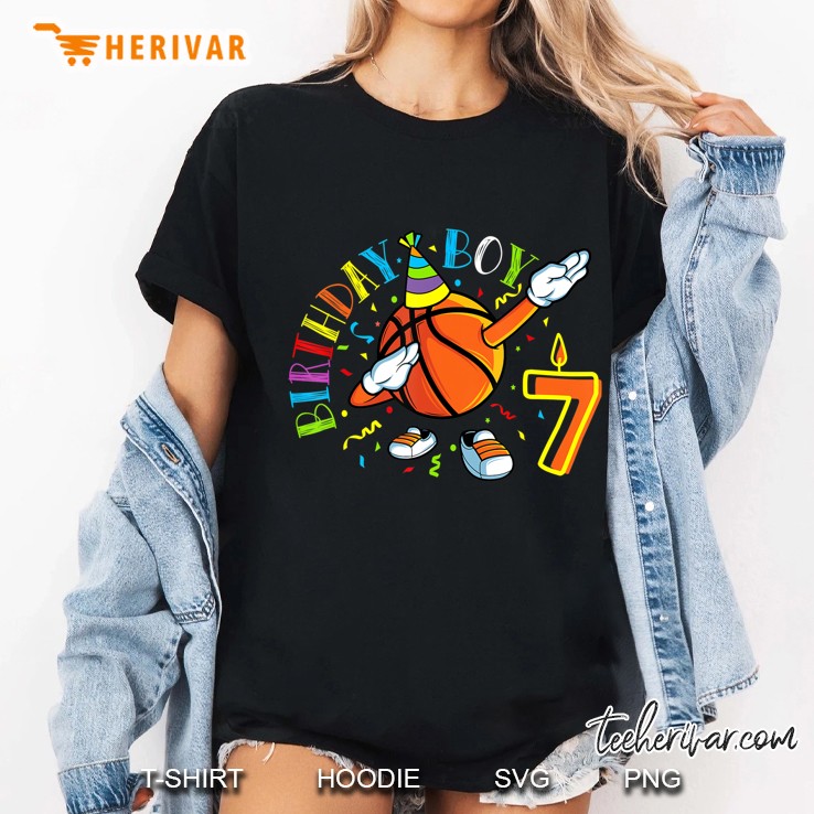 Funny Dabbing Basketball 7 Years Old Seventh Birthday Boy Ladies Tee