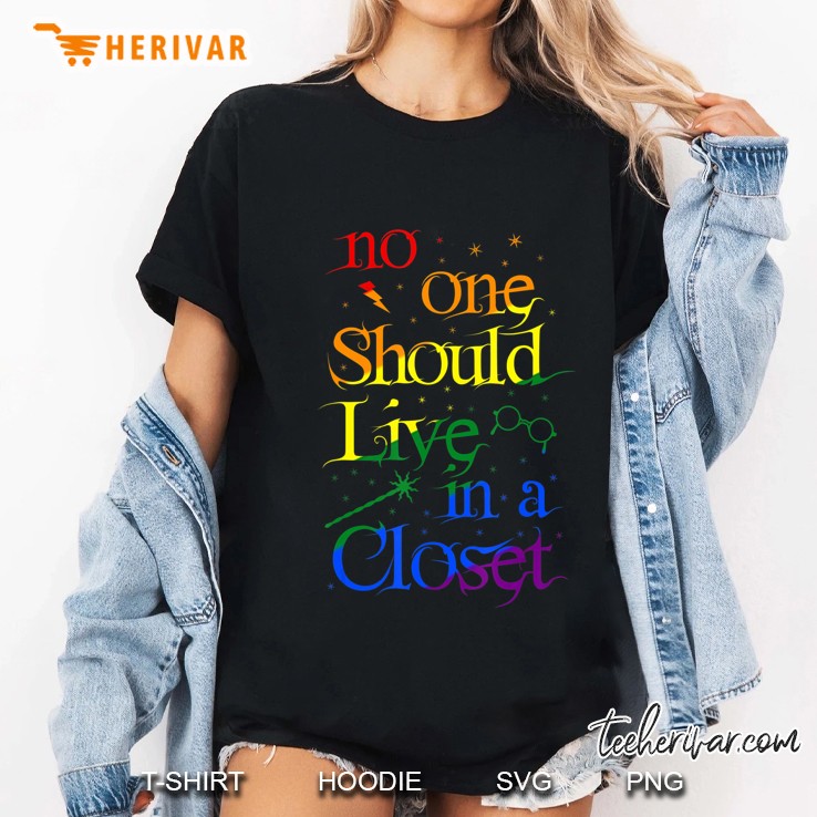 No One Should Live In A Closet Lgbt Rainbow Gay Pride Lgbtq Ladies Tee