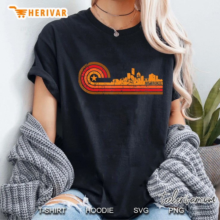 Retro Milwaukee Cityscape - Milwaukee Wi Skyline Hoodie