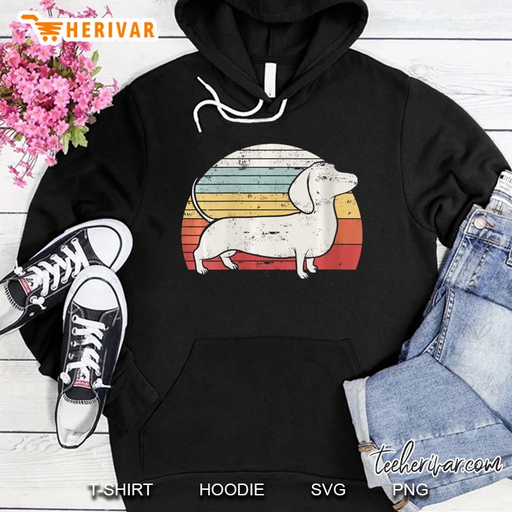 Womens Cool Retro Dachshund Dog Gift Design Weiner Dog Fans V-Neck Hoodie