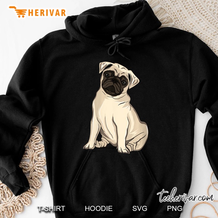 Womens Cute Pug Dog Animal V-Neck Hoodie
