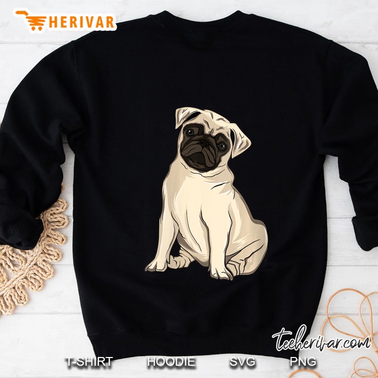 Womens Cute Pug Dog Animal V-Neck Sweatshirt