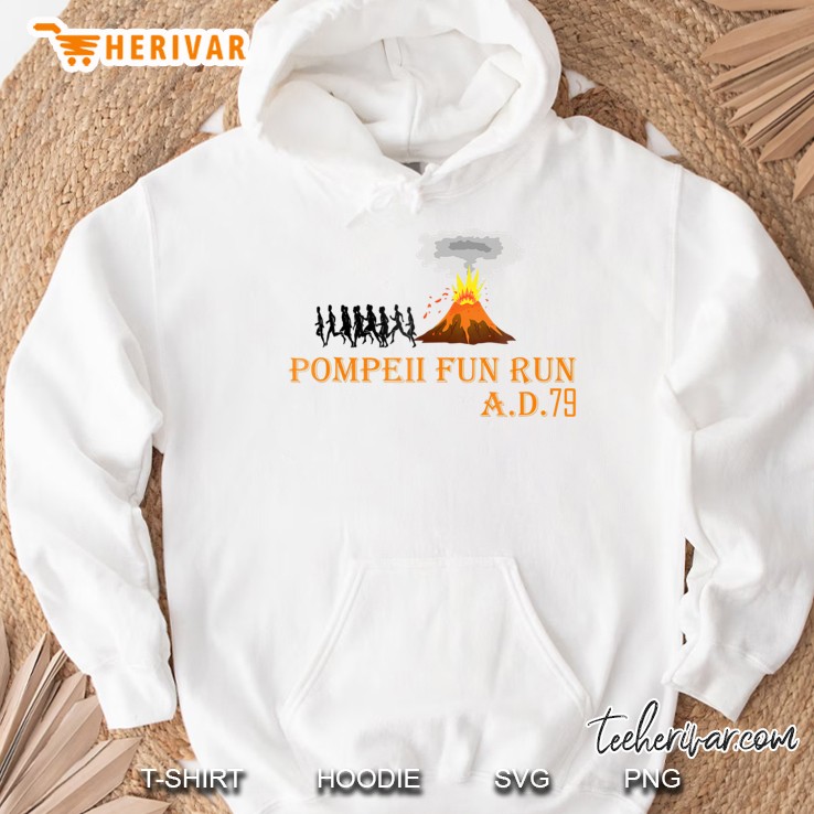 Pompeii Fun Run Shirt With Volcanic Eruption Mugs