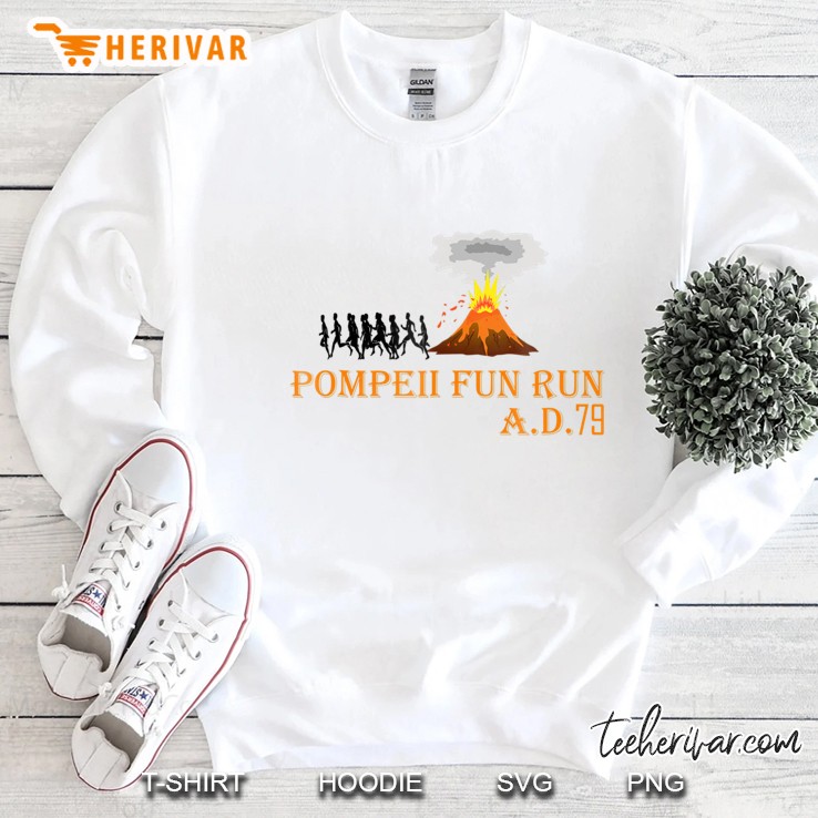 Pompeii Fun Run Shirt With Volcanic Eruption Mugs