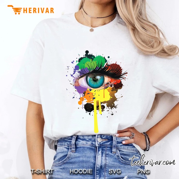 Rainbow Eye Shirt Cute Paint Splash Lgbt Eye Tee Gift Ladies Tee