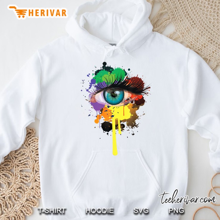 Rainbow Eye Shirt Cute Paint Splash Lgbt Eye Tee Gift Hoodie