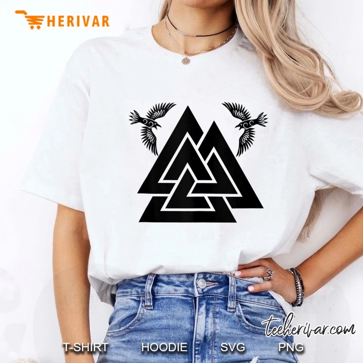 Valknut Viking Symbol With Huginn And Muninn Tank Top Ladies Tee