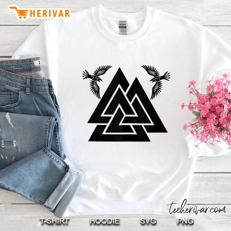 Valknut Viking Symbol With Huginn And Muninn Tank Top Sweatshirt