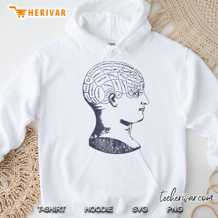 Vintage Phrenology Anatomy Brain Skull Diagram Tee Hoodie