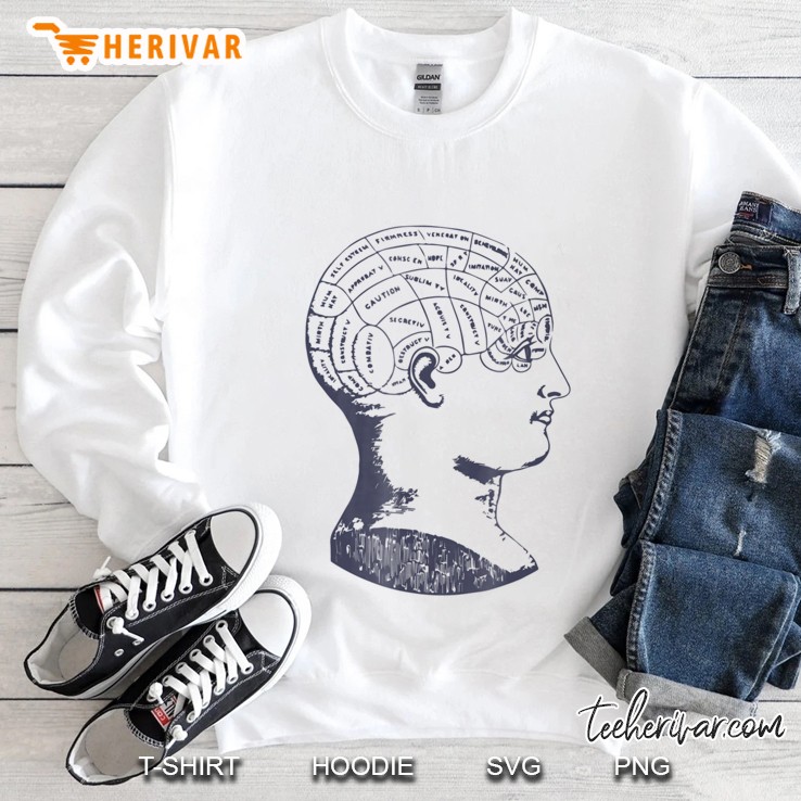 Vintage Phrenology Anatomy Brain Skull Diagram Tee Sweatshirt