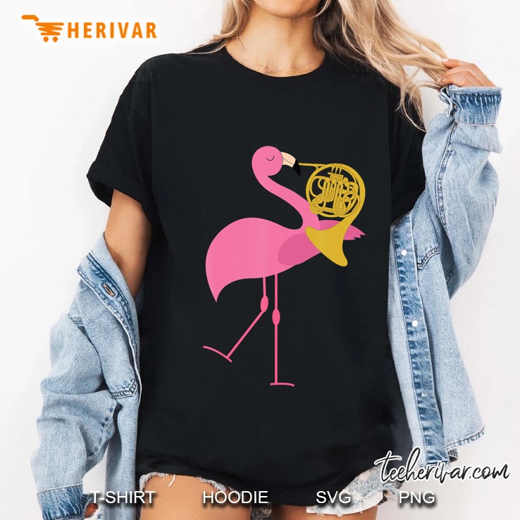 Beautiful Flamingo Playing French Horn Musician Hoodie