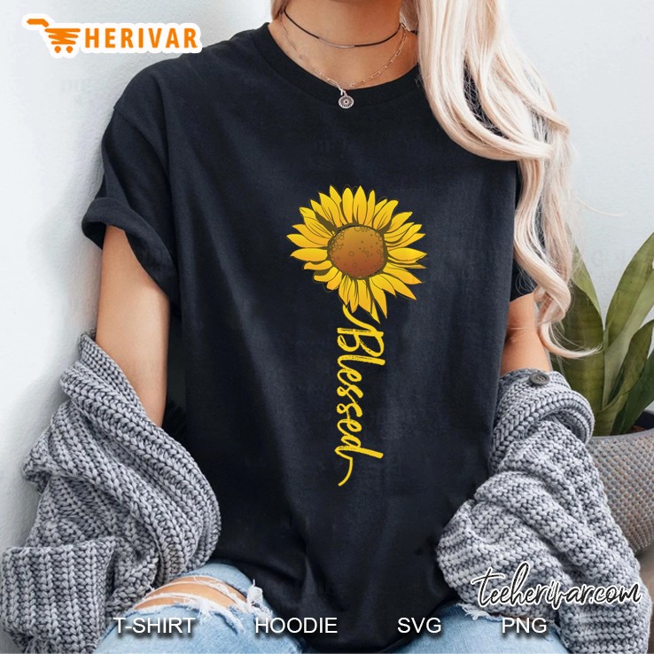 Cute Sunflower Blessed Faith Inspirational Religious Ladies Tee