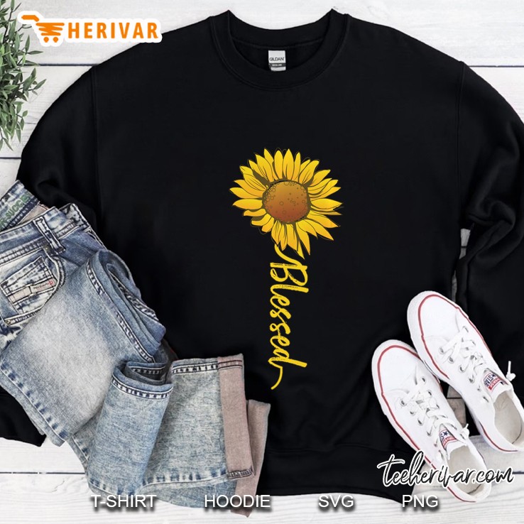 Cute Sunflower Blessed Faith Inspirational Religious Sweatshirt