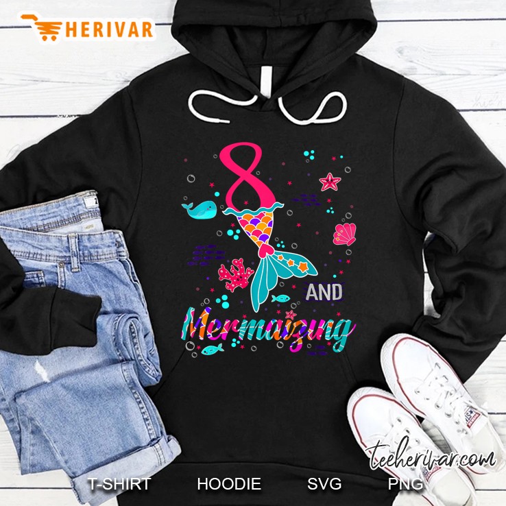 Kids 8Th Birthday Girl Shirt Mermaid Tail 8 Years Old Hoodie