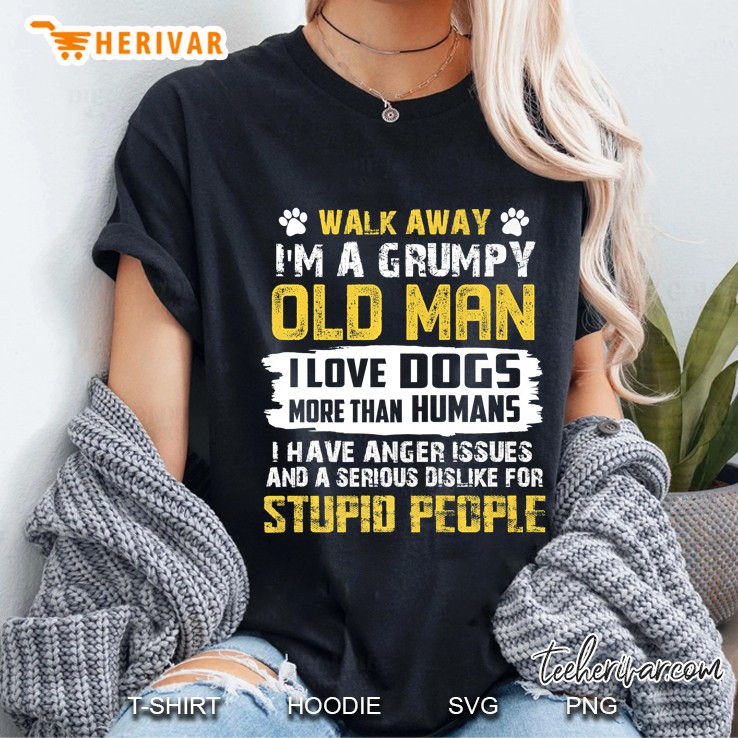 Mens Grumpy Old Man I Love Dogs Than Humans Funny Dog Lovers Men Premium Hoodie