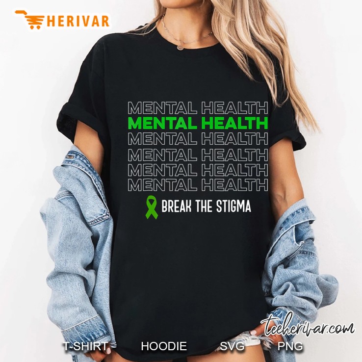 Mental Health Awareness Break The Stigma Ribbon Ladies Tee