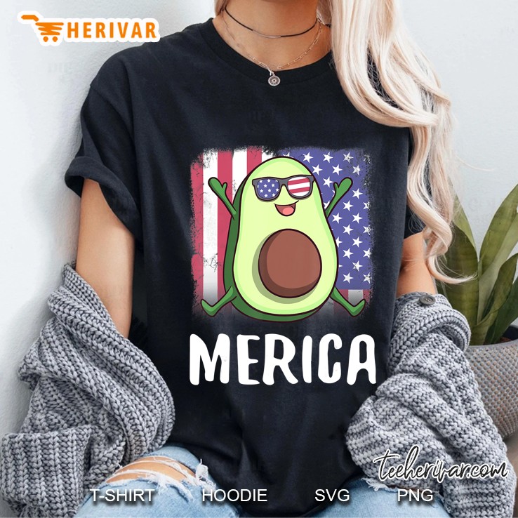 Merica Avocado Usa American Flag 4Th Of July Gift Ladies Tee