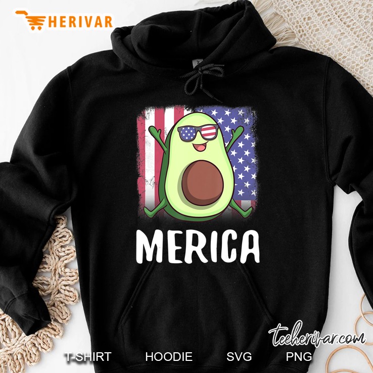 Merica Avocado Usa American Flag 4Th Of July Gift Hoodie