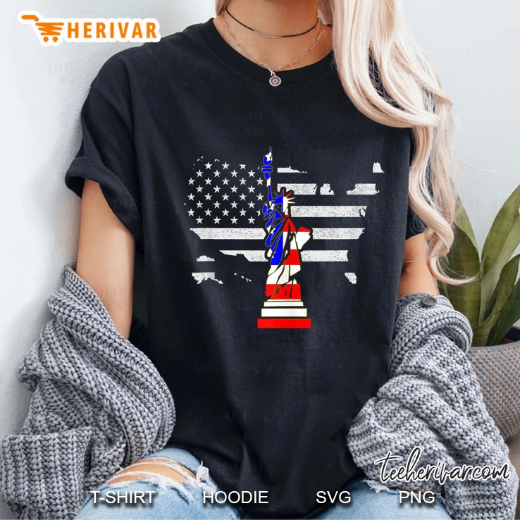 Patriotic 4Th Of July Women Men Statue Of Liberty Usa Flag Ladies Tee