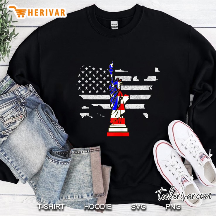 Patriotic 4Th Of July Women Men Statue Of Liberty Usa Flag Sweatshirt