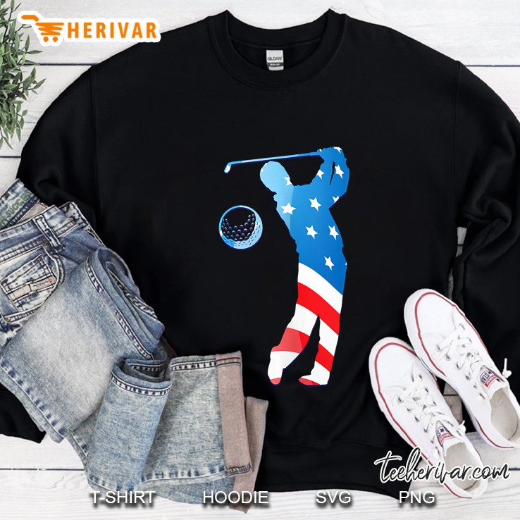 Patriotic American Flag- Golf 4Th Of July Clothes Sweatshirt