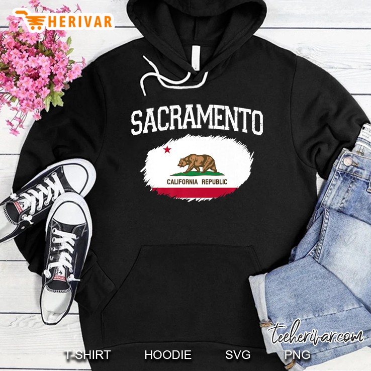 Sacramento Ca California Flag Vintage Usa Sports Men Women Premium Hoodie