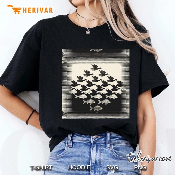 Sky And Water I - Maurits Cornelis Escher Chiffon Ladies Tee