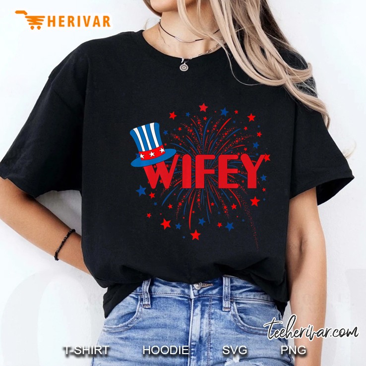 4Th July Wifey Patriotic Couple Matching Premium Hoodie