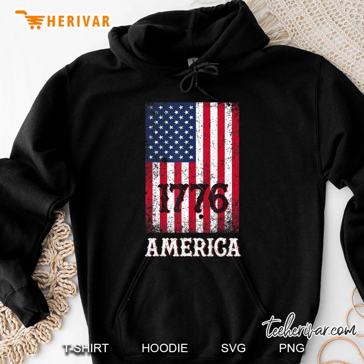 America 1776 Distressed Usa Flag For Men And Women Hoodie