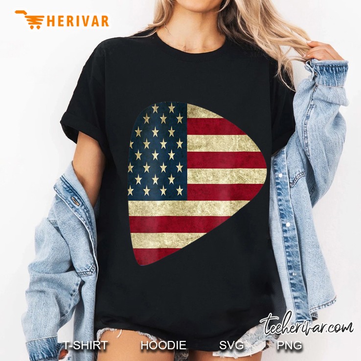 American Flag Guitar Musician Art Guitarist Pick Ladies Tee