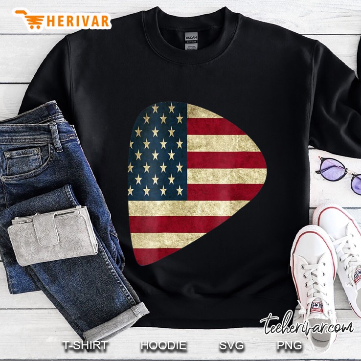 American Flag Guitar Musician Art Guitarist Pick Sweatshirt