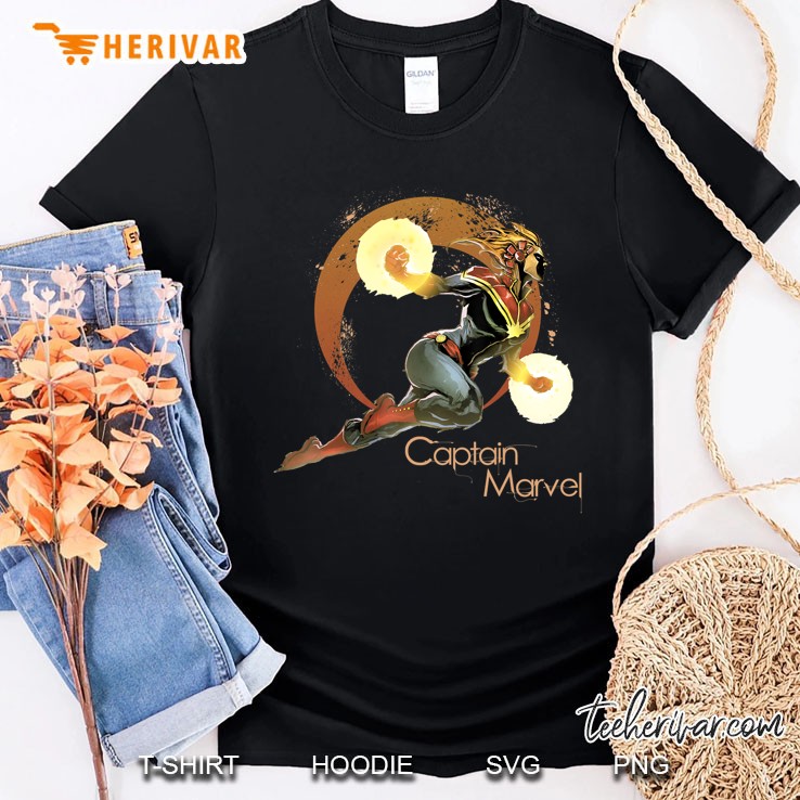 Captain Marvel Powerful Retro Splatter Portrait Shirt