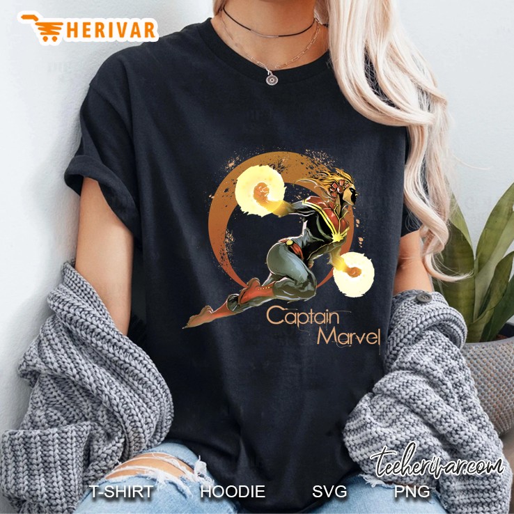 Captain Marvel Powerful Retro Splatter Portrait Hoodie