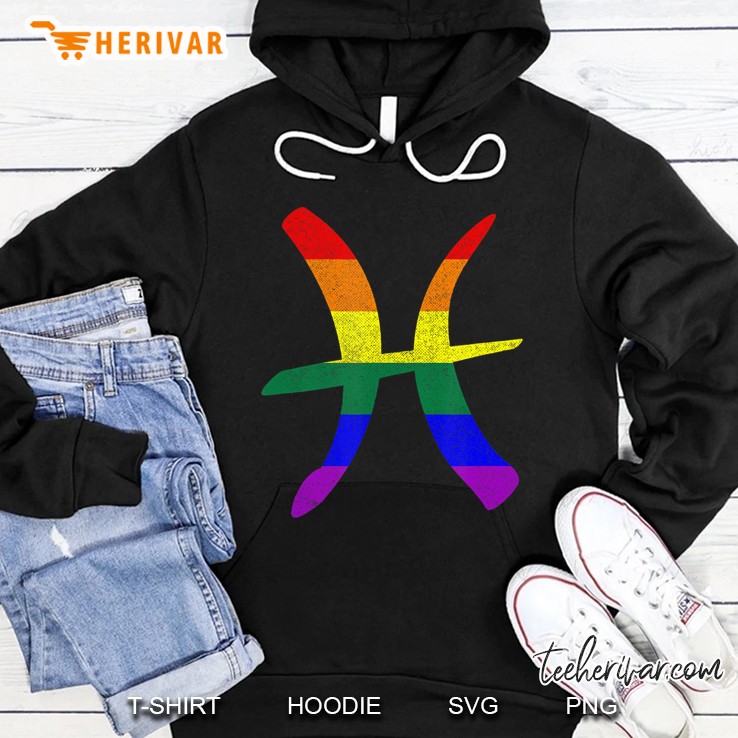 Lgbt Gay Pride Flag Pisces Zodiac Sign Hoodie