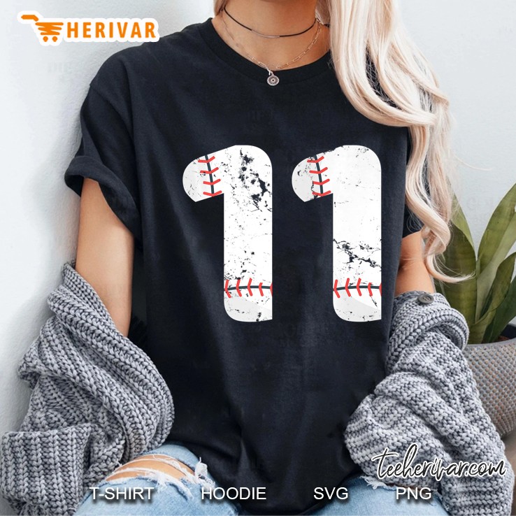 Number 11 Baseball Vintage Distressed Team Shirt Ladies Tee