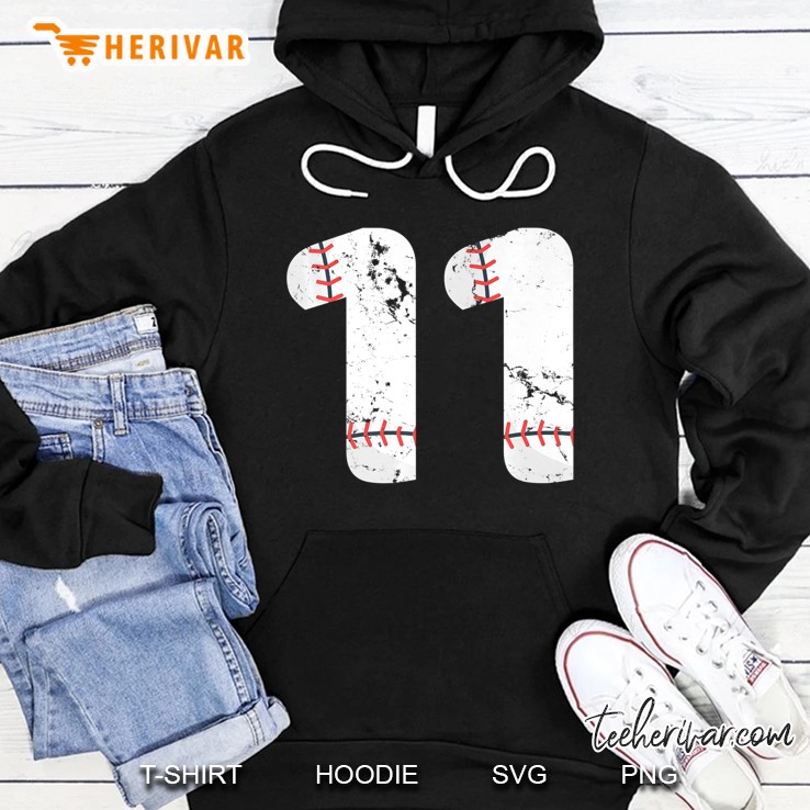 Number 11 Baseball Vintage Distressed Team Shirt Hoodie
