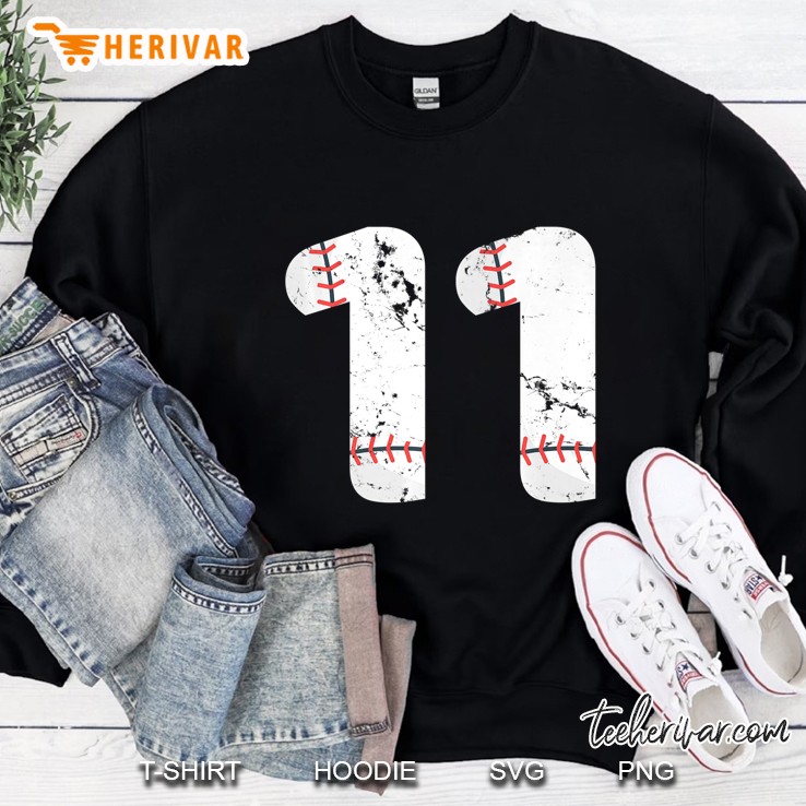 Number 11 Baseball Vintage Distressed Team Shirt Sweatshirt
