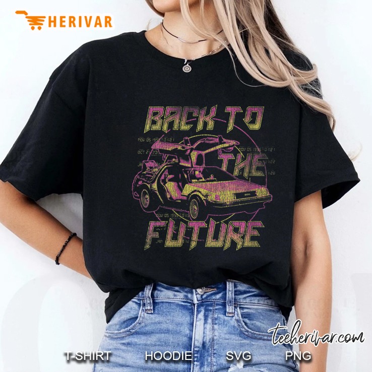 Womens Back To The Future Neon Fade Delorean Hoodie